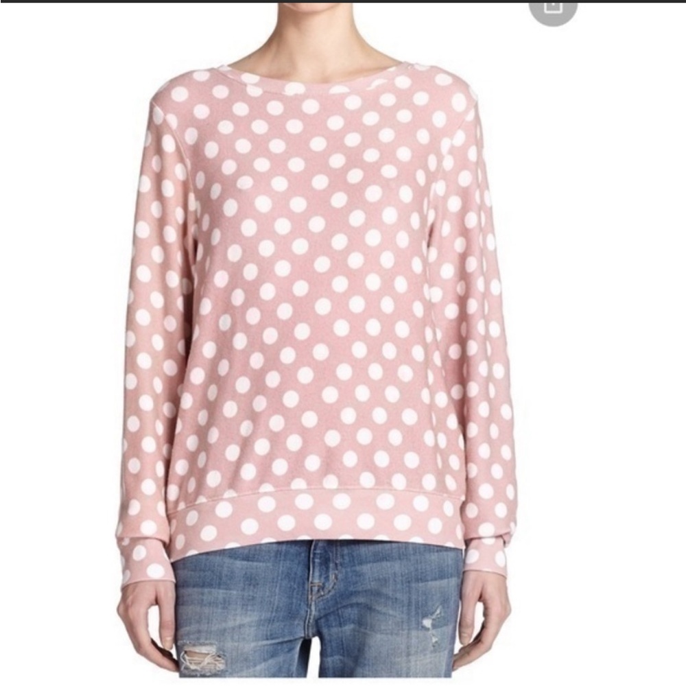 Wildfox | pink polka dot sweater | medium